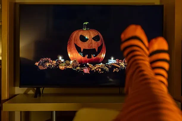 Halloween card design 5 — cosy feet in stripy socks